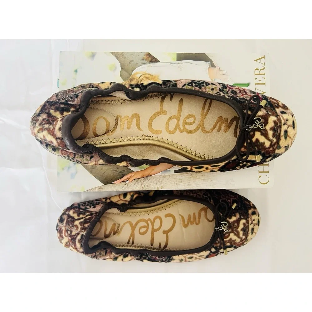 Sam Edelman Womens Felicia Ballet Boho Bohemian Hippie Flats Ivory Velvet Size 6